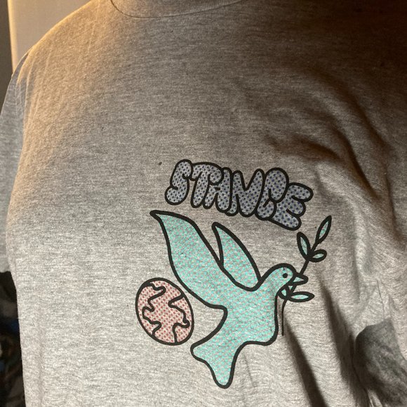 NWT Stance The Crew Men's SS T-Shirt SKETCHY Dove Peace Heather Gray Small - Picture 3 of 7